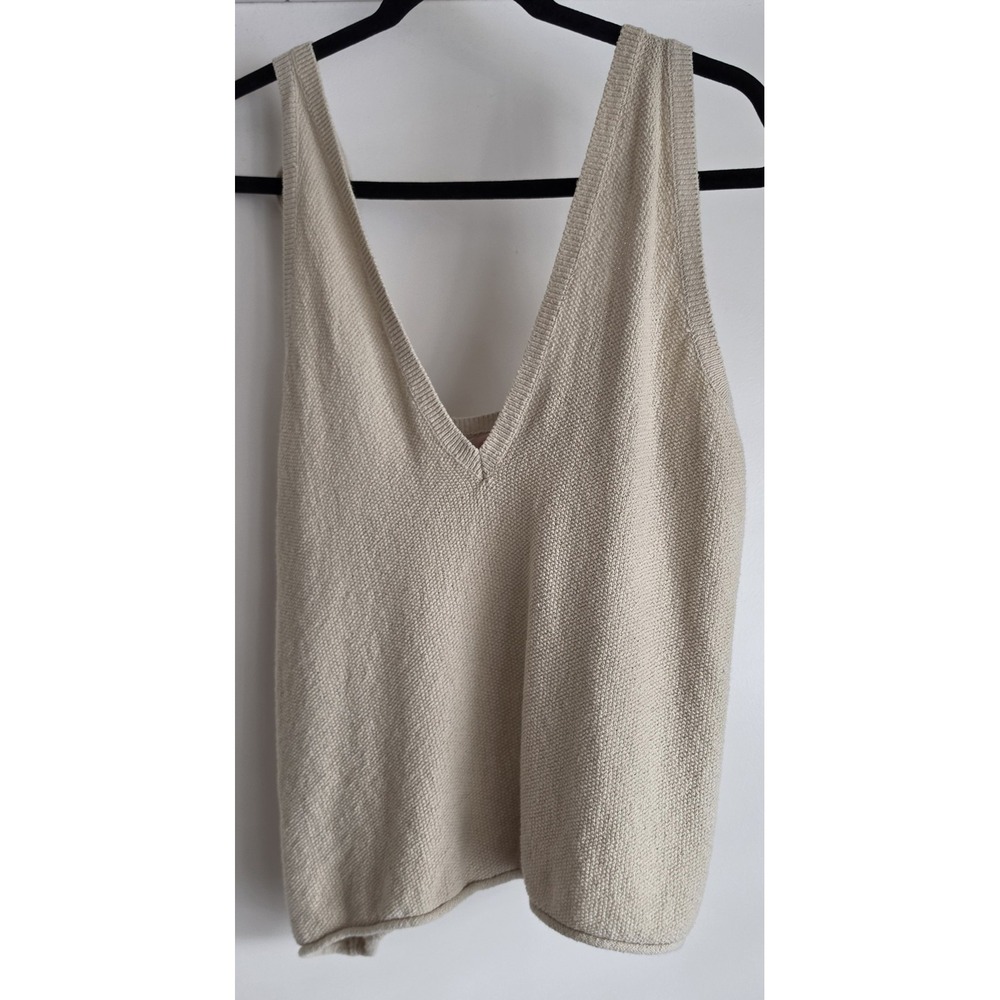 FP Beach Women's Knitted Tank Top Size M Sleeveless Beige Boho